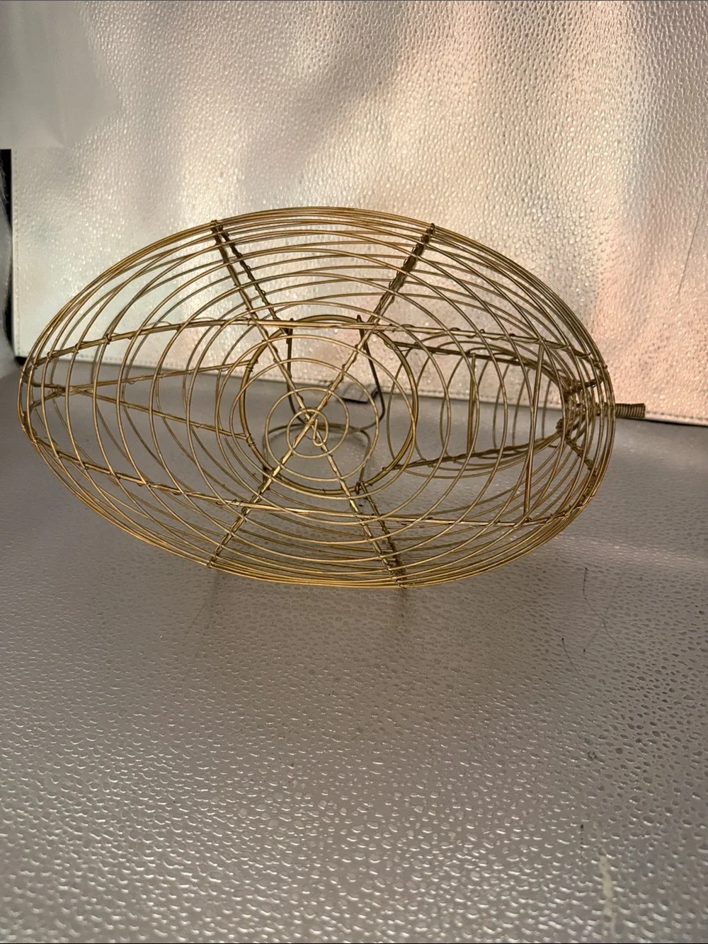 Vintage Bird Silhouette Gold Wire Basket  with dual loop Handles